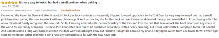 Kwikset Kevo Amazon Review 5