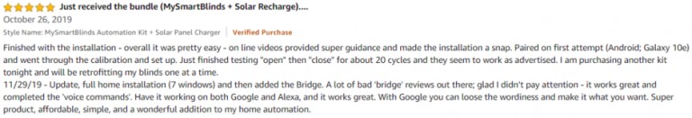 MySmartBlinds Amazon review 2