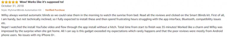 MySmartBlinds Amazon review 3
