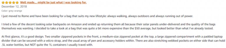 Sunnybag Amazon review 3