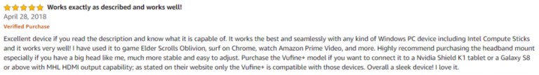Vufine Amazon review 2
