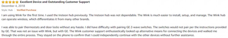 Wink Hub 3 Amazon review