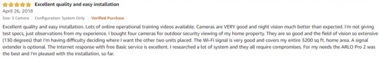 Arlo Pro 2 Amazon review 2