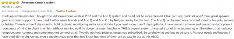 Arlo Pro 2 Amazon review 3