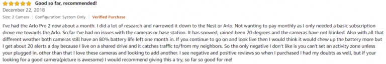 Arlo Pro 2 Amazon review