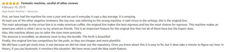 Nespresso by De'Longhi EN350G Amazon review 2