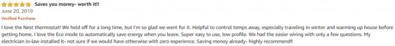 Nest self learning Thermostat Amazon review 2