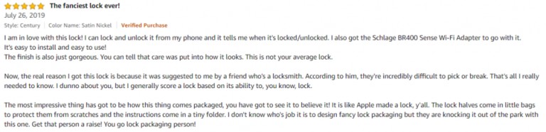 Schlage Sense Amazon review 2