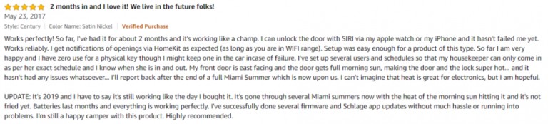 Schlage Sense Amazon review 3
