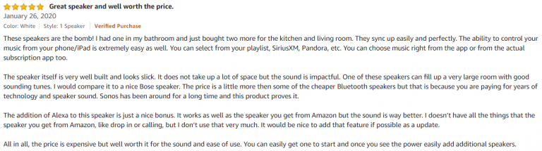 Sonos One Amazon review 2