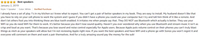 Sonos Play 1 Amazon review 3