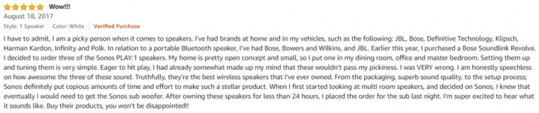 Sonos Play 1 Amazon review